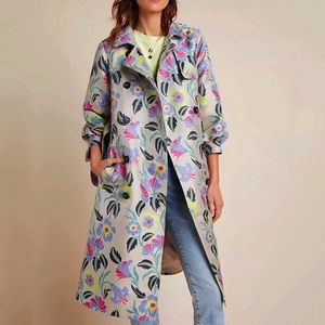 Anthropologie Delpozo Jacquard Trench Coat